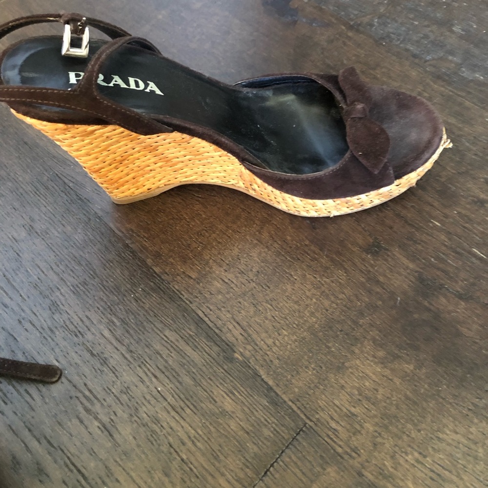 Prada platform brown suede sandal